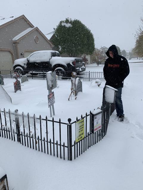 Building and setting up the Holiday Habits cemetery display during the 2022 season