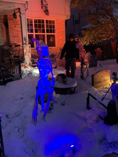 Building and setting up the Holiday Habits cemetery display during the 2022 season