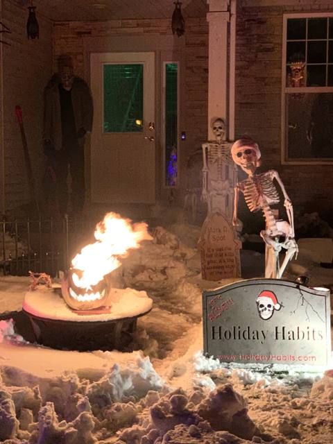 Building and setting up the Holiday Habits cemetery display during the 2022 season
