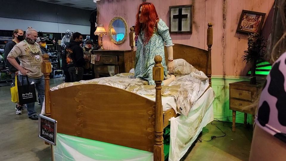 Crazy girl on bed | Halloween Convention #shorts